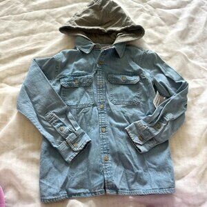 OLD NAVY Long-Sleeve Hooded Utility Jean Shirt for Boys SIZE 8